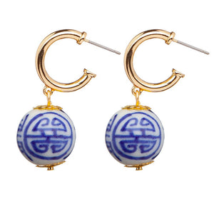 China Blue Earrings - Camila Hoops