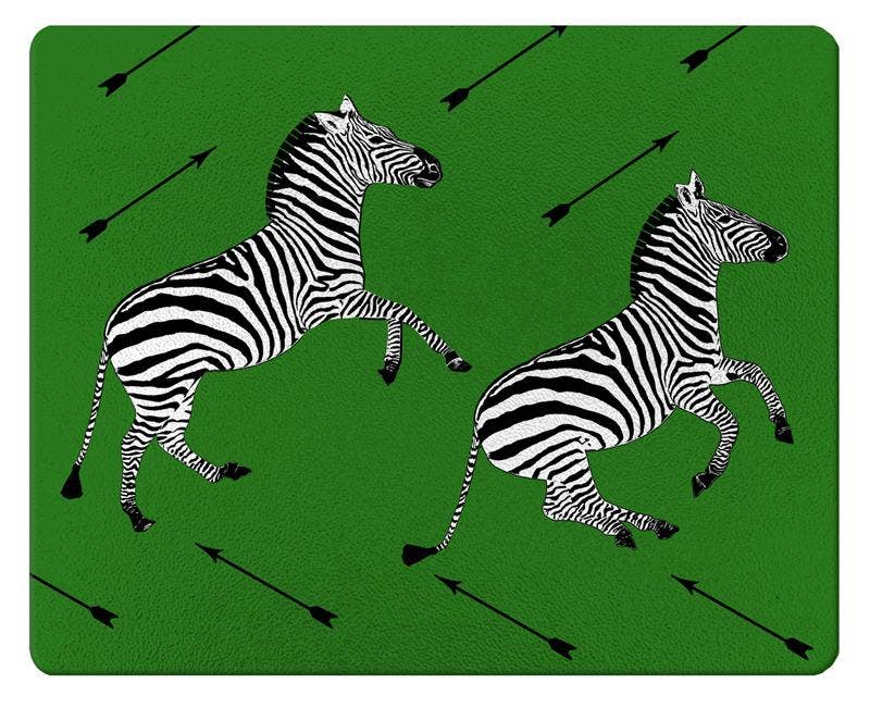 Green Zebra Trot Glass Cutting Board
