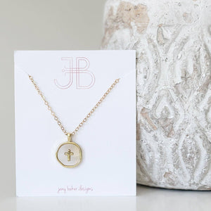 Katie Pearl Necklace: Cross