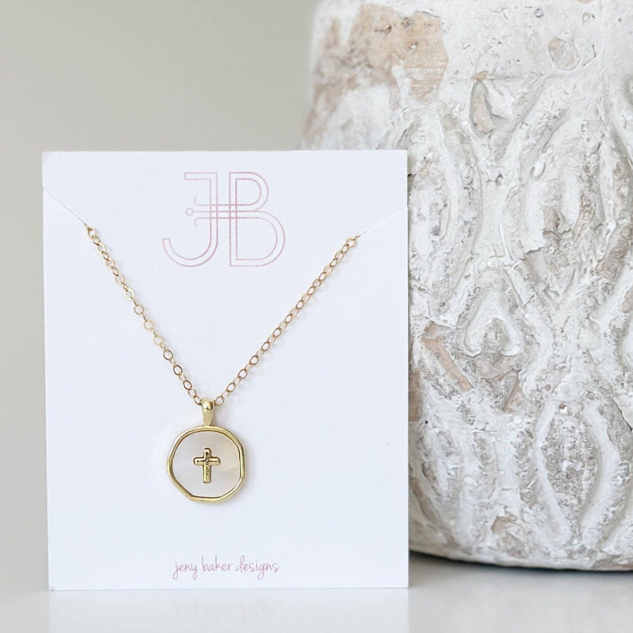 Katie Pearl Necklace: Cross