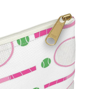 Canvas Pouch - Tennis Rackets on White