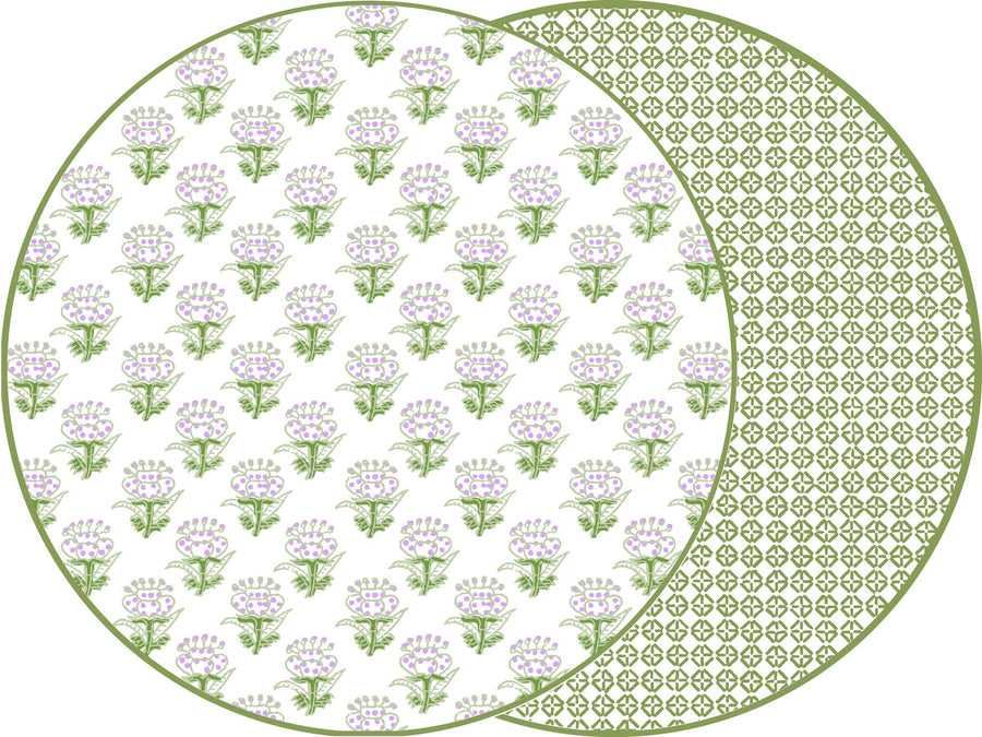 ROUND TWO SIDED PLACEMAT PETITE FLEUR: BLUE/ORANGE