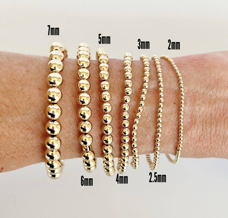 14k Gold Filled Beaded Bracelets: 5mm, size 7"