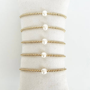 Single Pearl Gold Bead Bracelet