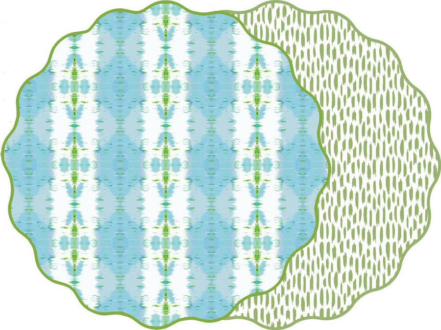 SCALLOP TWO SIDED PLACEMAT LAURA PARK BLUE PASSION