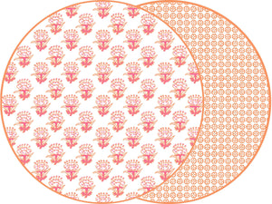 ROUND TWO SIDED PLACEMAT PETITE FLEUR: PINK/ORANGE