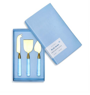 Two's Company Blue Skies S/3 Cheese Knives in Gift Box