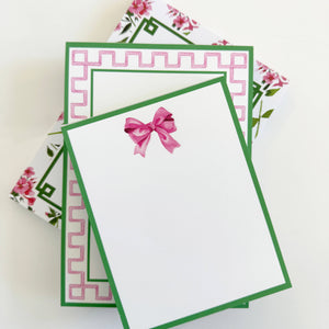 5"x7" Pink + Green Greek Key Border Notepad