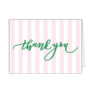 Pink Cabana Stripe "Thank You" Folded Notecards