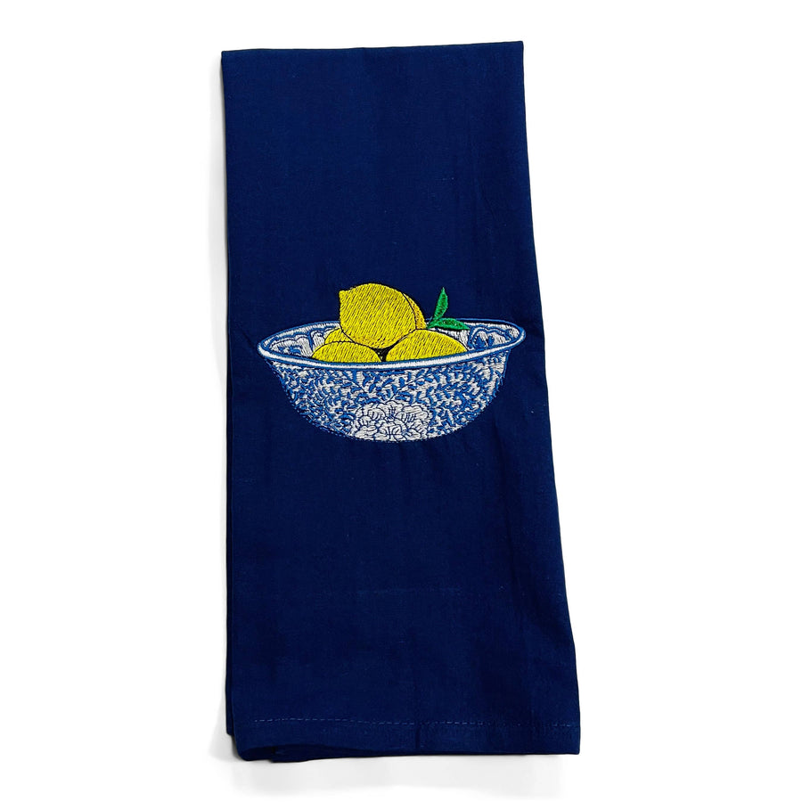 Towel - Lemons in a Blue and White Chinoiserie Dish