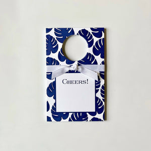 Monstera Leaf, Blue - Wine Tag Set