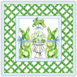 Handpainted Bunny Topiaries Square Placemat