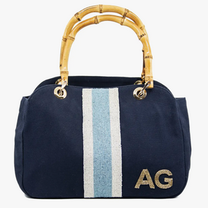 Monogrammed Blue Bamboo Bag