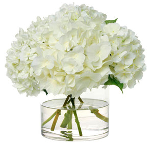 Diane James White Hydrangea Bouquet in Glass Vase