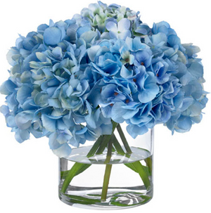 Diane James Blue Hydrangea Bouquet in Glass Vase