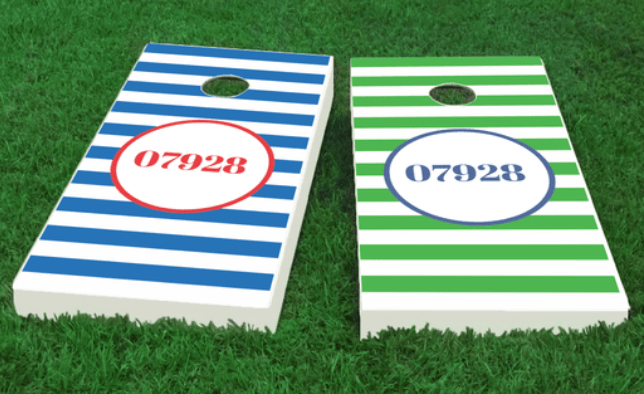 Custom Cornhole Boards with zip code The Nantucket Collection