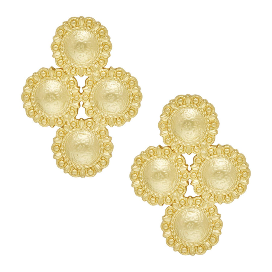 Gold 4 Concho Post Earrings