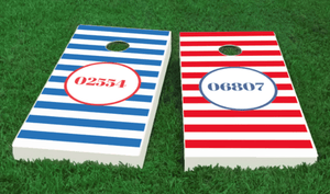 Custom Cornhole Boards with zip code The Nantucket Collection